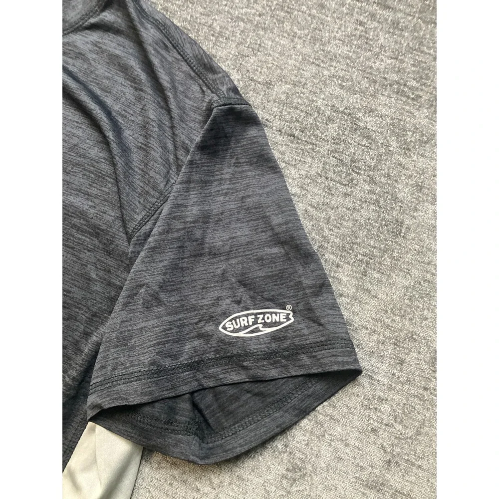 Surf Zone Authentic Swim Shirt Mens XL Gray White Contrast Stitching Performance